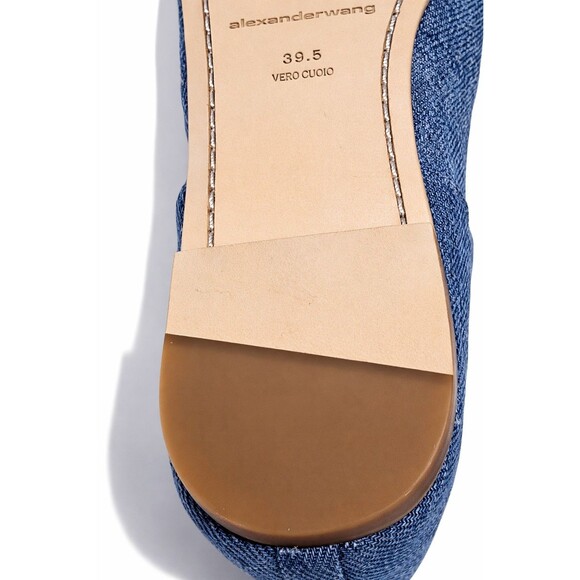 Alexander Wang Billie Flat Womens Size 9 Square Toe Ballet Shoes Indigo Denim - Picture 13 of 16